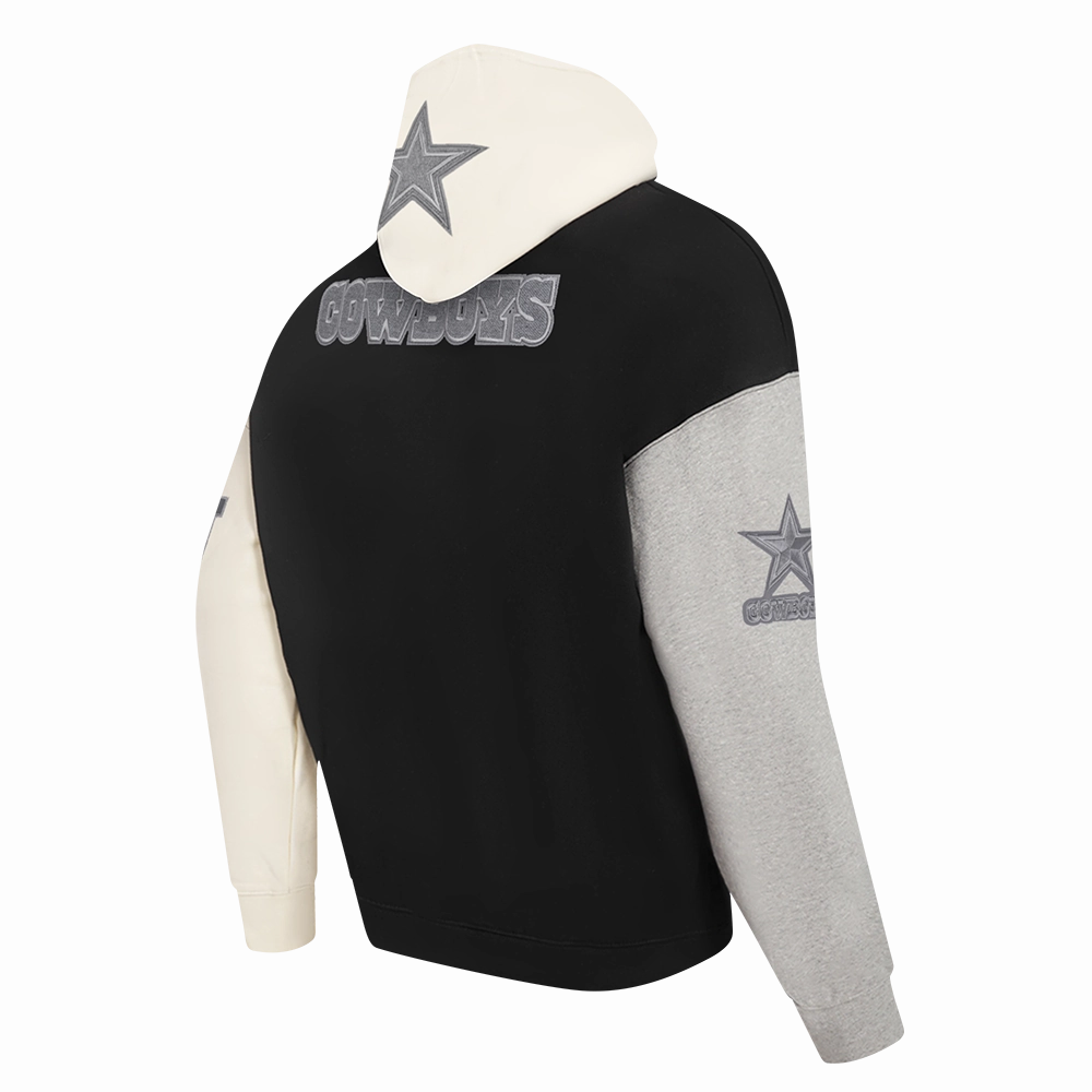 NFL DALLAS COWBOYS REVERSE FRENCH TERRY MEN'S COLOR BLOCK FLEECE PULLOVER HOODIE