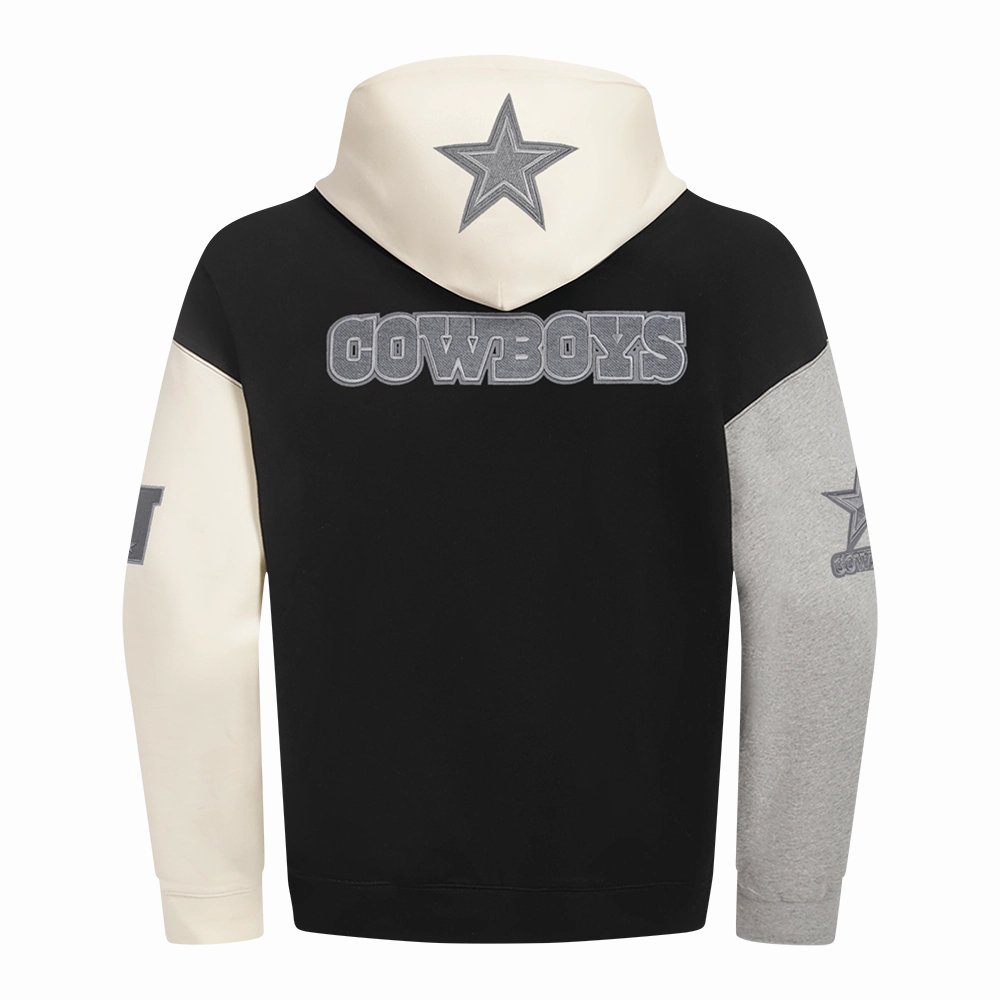 NFL DALLAS COWBOYS REVERSE FRENCH TERRY MEN'S COLOR BLOCK FLEECE PULLOVER HOODIE