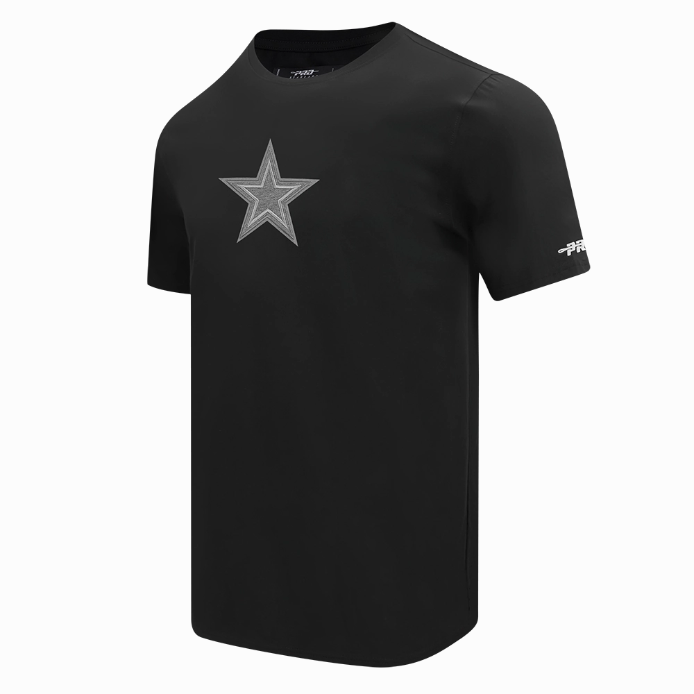 NFL DALLAS COWBOYS REVERSE FRENCH TERRY MEN'S COTTON JERSEY DROP SHOULDER TEE (BLACK)