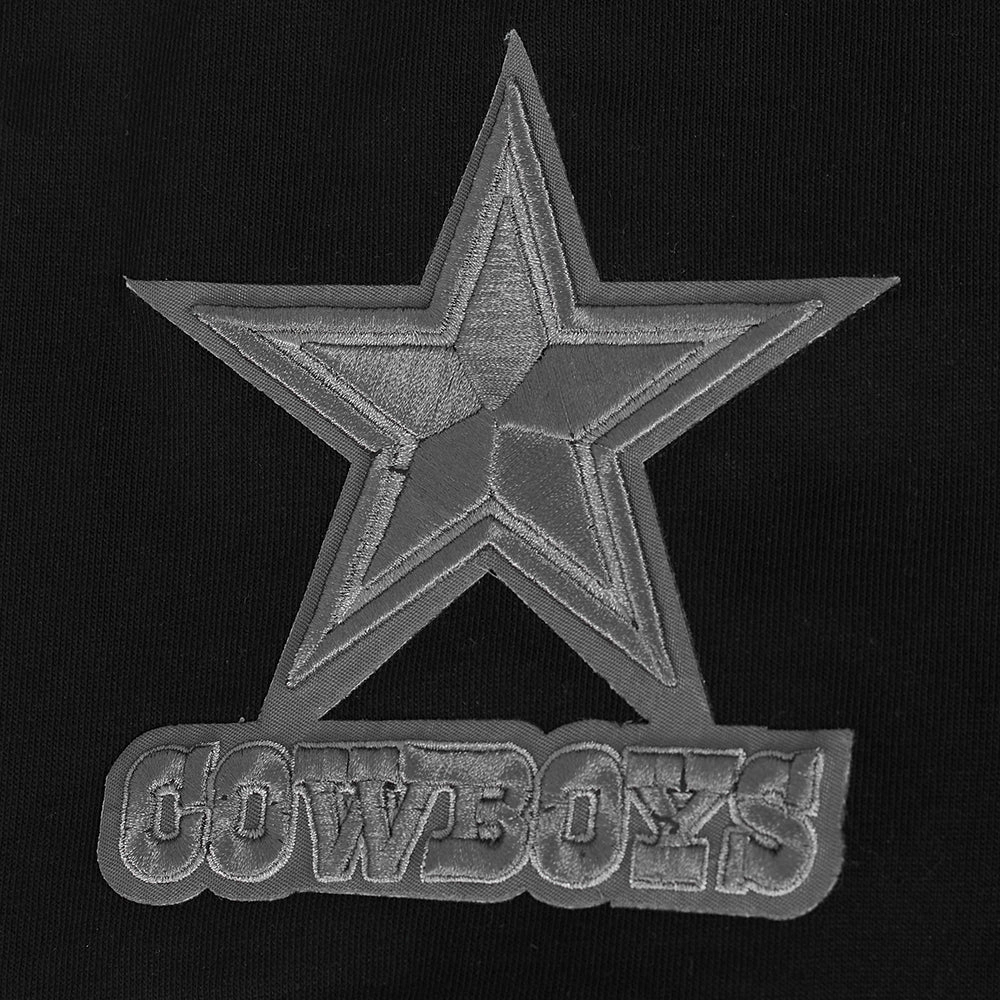 NFL DALLAS COWBOYS REVERSE FRENCH TERRY MEN'S COTTON JERSEY DROP SHOULDER TEE (BLACK)