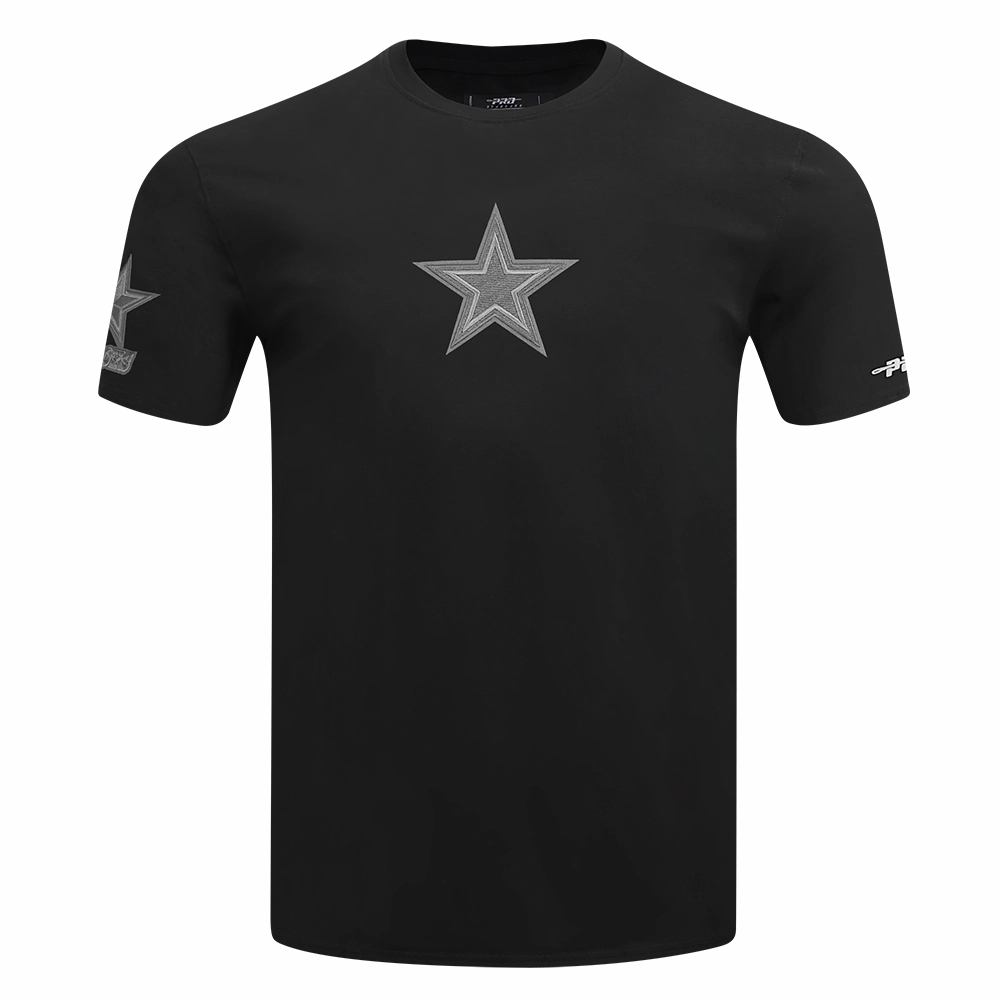 NFL DALLAS COWBOYS REVERSE FRENCH TERRY MEN'S COTTON JERSEY DROP SHOULDER TEE (BLACK)
