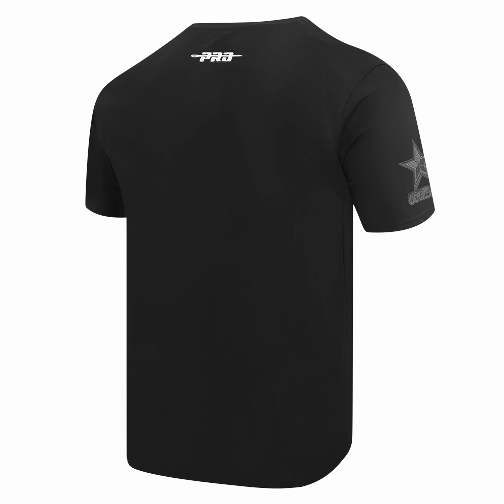 NFL DALLAS COWBOYS REVERSE FRENCH TERRY MEN'S COTTON JERSEY DROP SHOULDER TEE (BLACK)