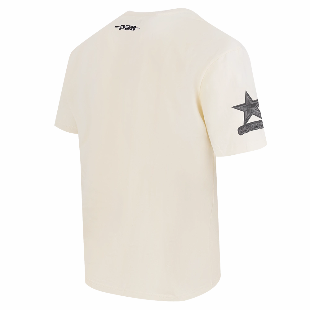 NFL DALLAS COWBOYS REVERSE FRENCH TERRY MEN'S COTTON JERSEY DROP SHOULDER TEE (EGGSHELL)