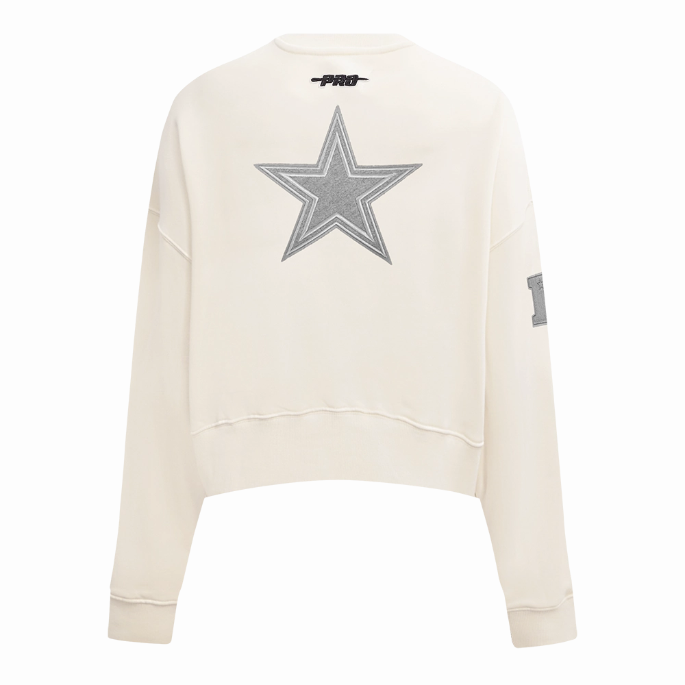 NFL DALLAS COWBOYS REVERSE FRENCH TERRY WOMEN'S FLEECE CREWNECK (EGGSHELL)