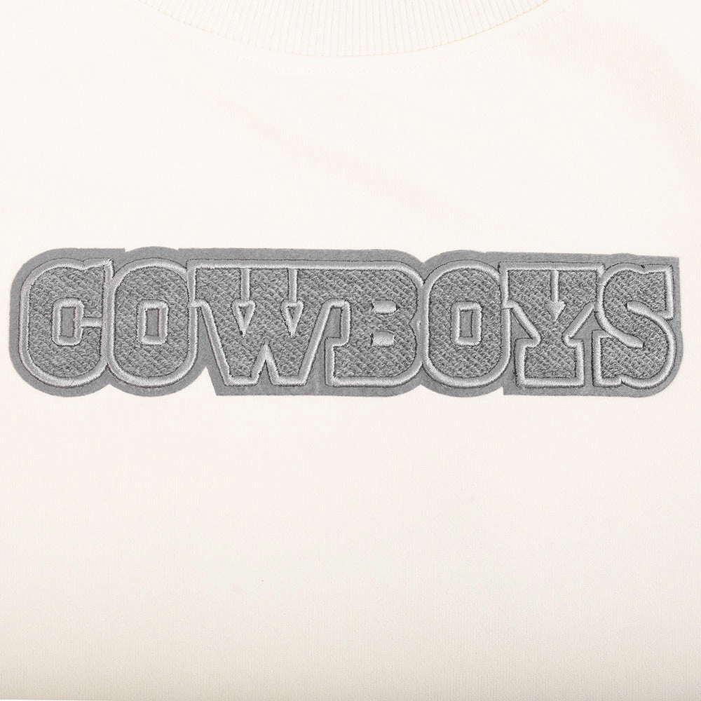 NFL DALLAS COWBOYS REVERSE FRENCH TERRY WOMEN'S FLEECE CREWNECK (EGGSHELL)