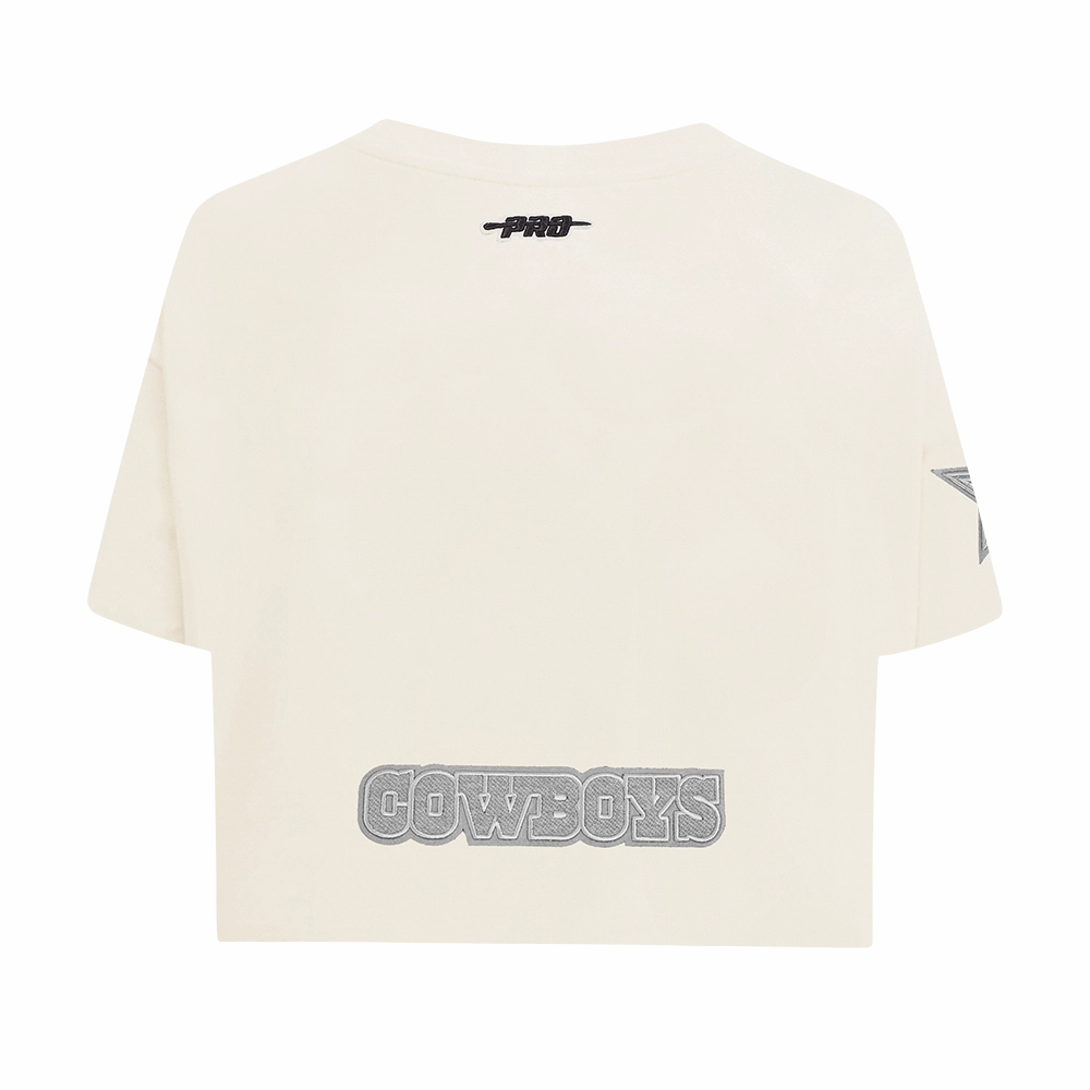 NFL DALLAS COWBOYS REVERSE FRENCH TERRY WOMEN'S SINGLE JERSEY BOXY TEE (EGGSHELL)