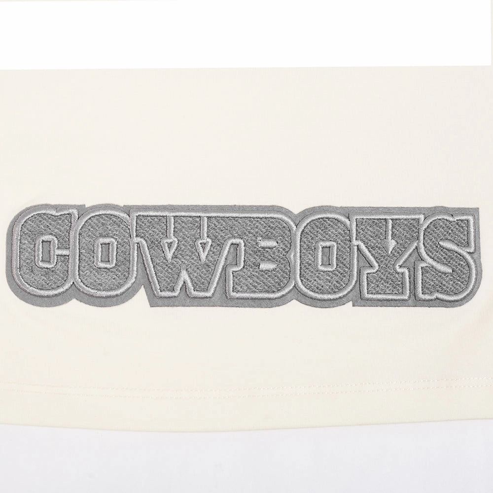 NFL DALLAS COWBOYS REVERSE FRENCH TERRY WOMEN'S SINGLE JERSEY BOXY TEE (EGGSHELL)