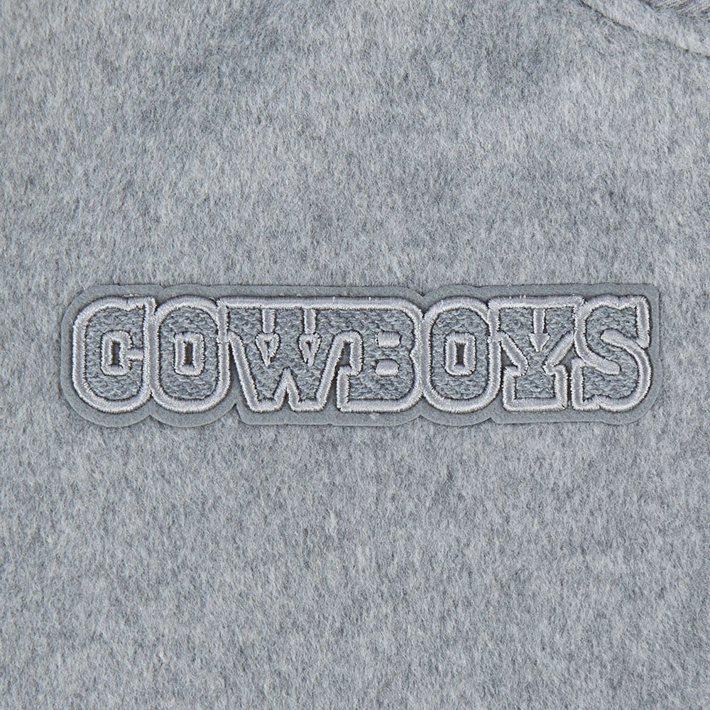 NFL DALLAS COWBOYS REVERSE FRENCH TERRY WOMEN'S WOOL VARSITY JACKET (BLACK/GRAY/EGGSHELL)