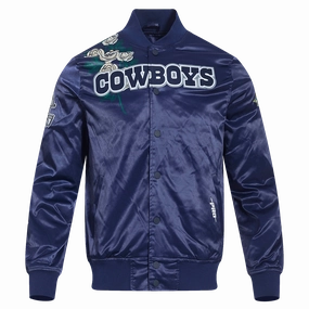 NFL DALLAS COWBOYS ROSES MEN'S SATIN JACKET (MIDNIGHT NAVY/MULTI)