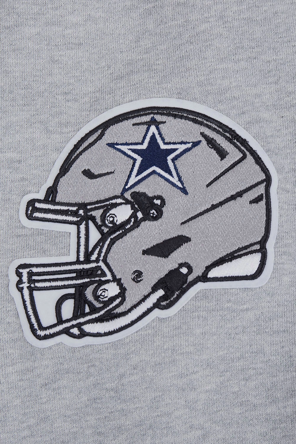 NFL DALLAS COWBOYS SCRIPT TAIL MEN'S RIB FLEECE PULLOVER HOODIE (HEATHER GREY/MIDNIGHT NAVY)
