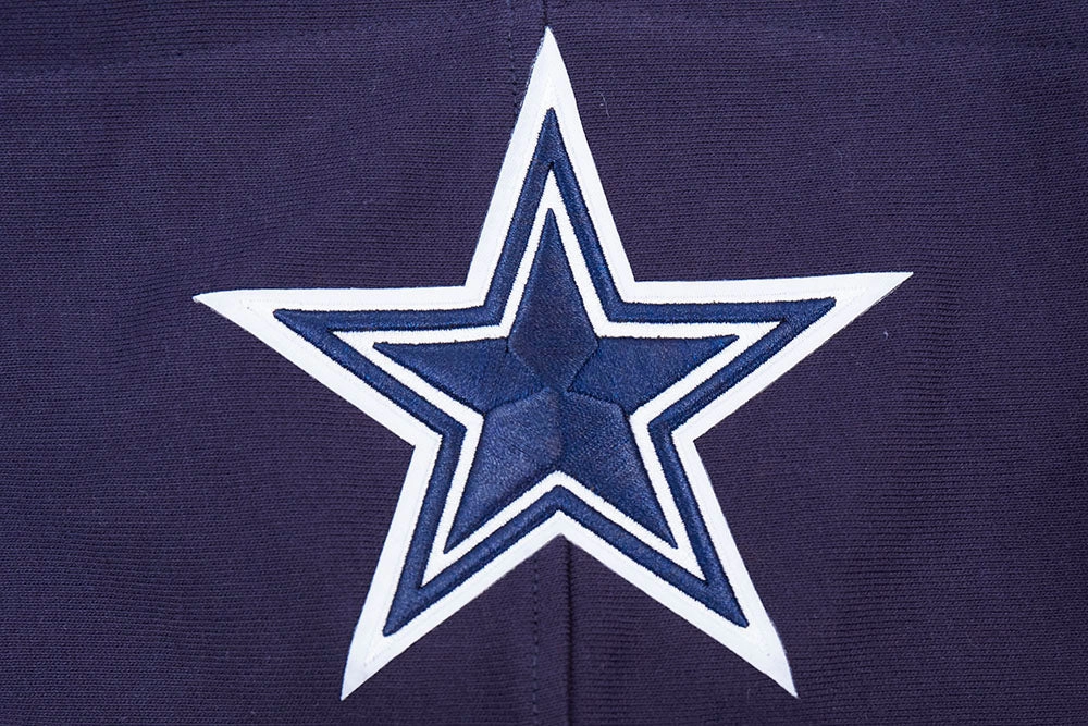 NFL DALLAS COWBOYS SCRIPT TAIL MEN'S RIB FLEECE PULLOVER HOODIE (MIDNIGHT NAVY)