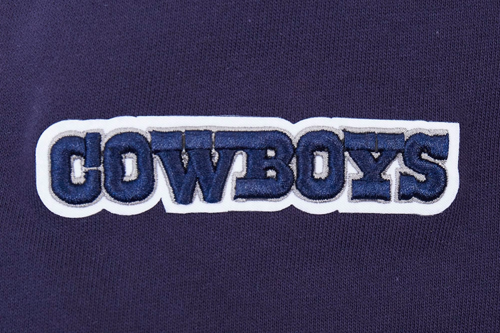 NFL DALLAS COWBOYS SCRIPT TAIL MEN'S RIB FLEECE PULLOVER HOODIE (MIDNIGHT NAVY)