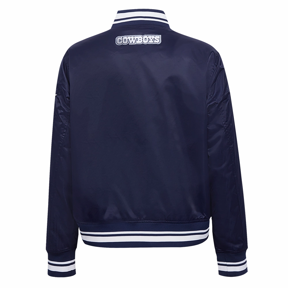NFL DALLAS COWBOYS SCRIPT TAIL WOMEN'S SATIN JACKET (MIDNIGHT NAVY)
