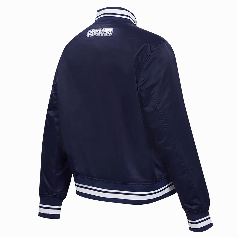 NFL DALLAS COWBOYS SCRIPT TAIL WOMEN'S SATIN JACKET (MIDNIGHT NAVY)