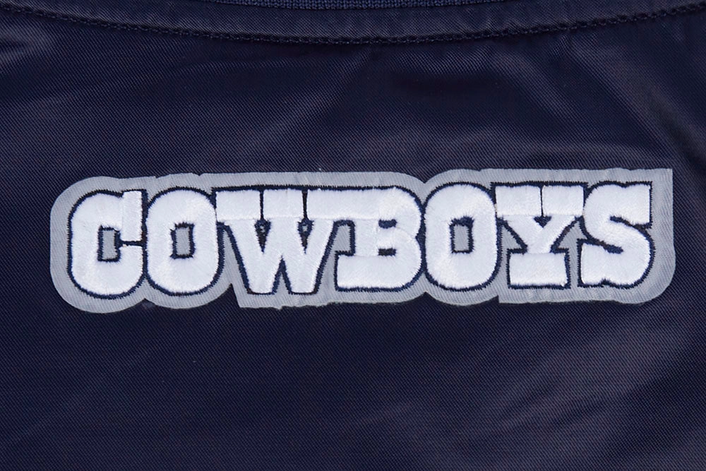 NFL DALLAS COWBOYS SCRIPT TAIL WOMEN'S SATIN JACKET (MIDNIGHT NAVY)