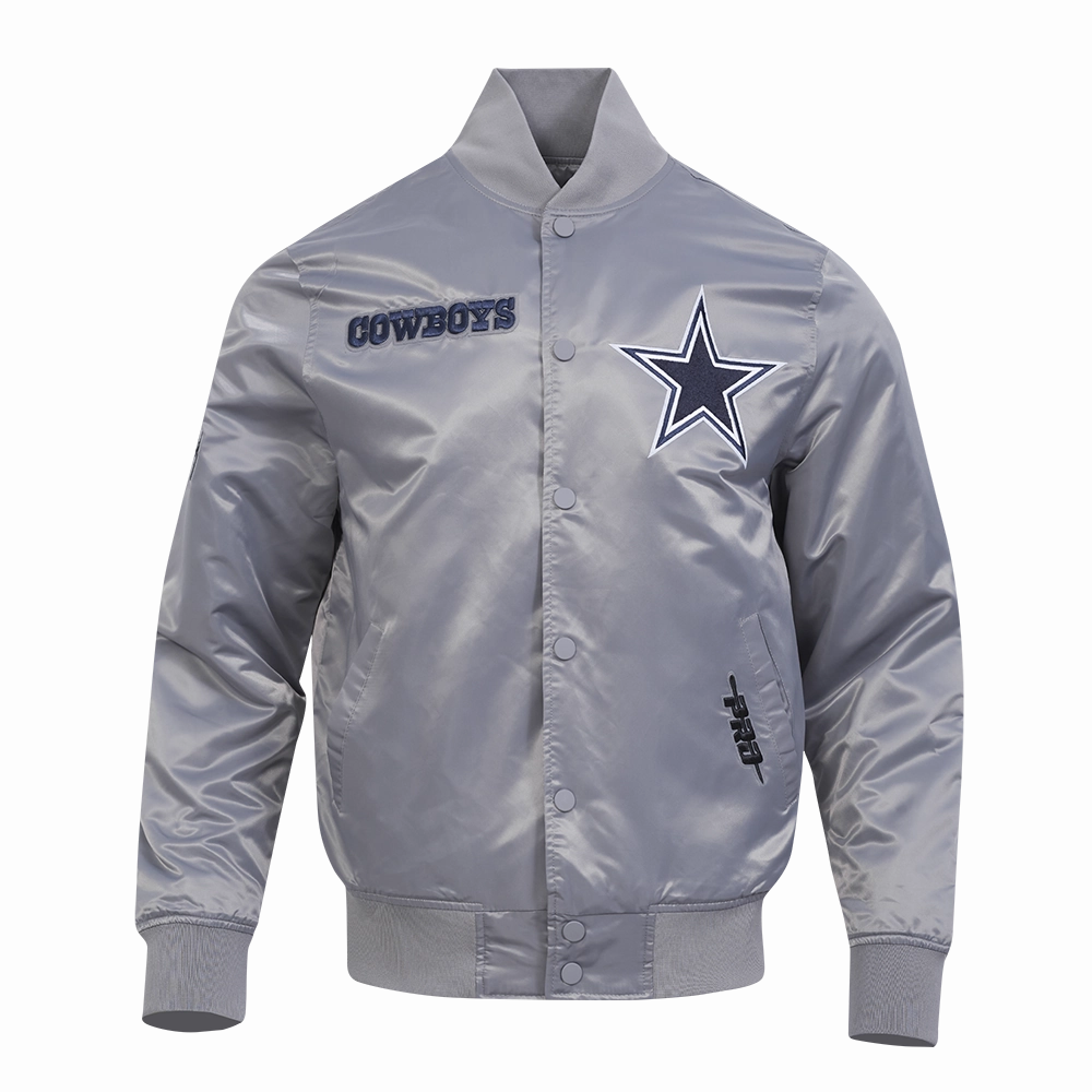 NFL DALLAS COWBOYS SOUVENIR MEN'S SATIN JACKET (GRAY)
