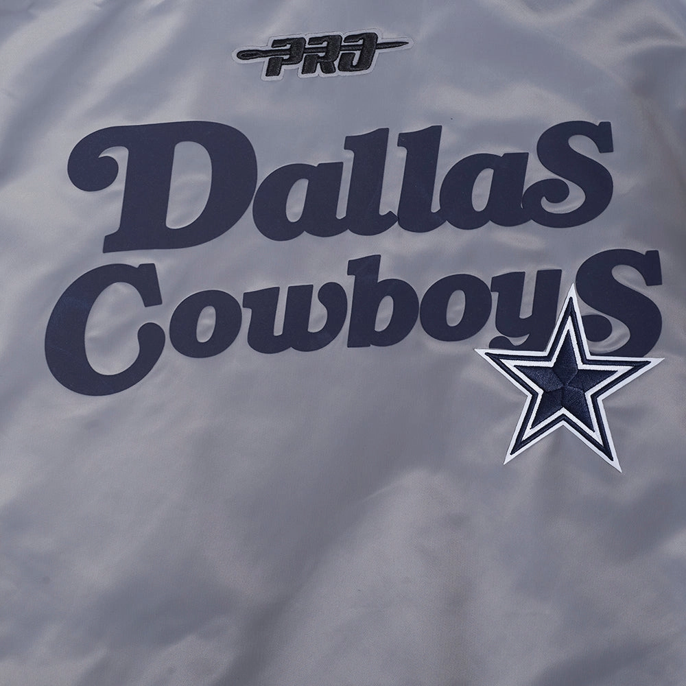 NFL DALLAS COWBOYS SOUVENIR MEN'S SATIN JACKET (GRAY)