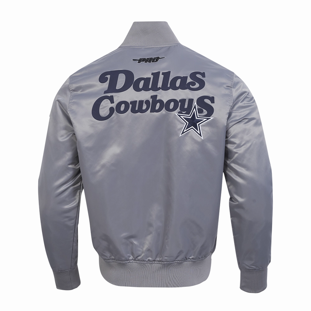 NFL DALLAS COWBOYS SOUVENIR MEN'S SATIN JACKET (GRAY)