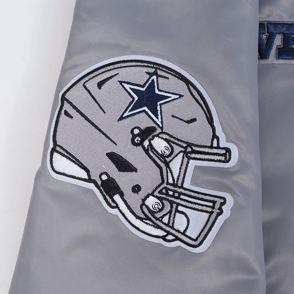 NFL DALLAS COWBOYS SOUVENIR MEN'S SATIN JACKET (GRAY)