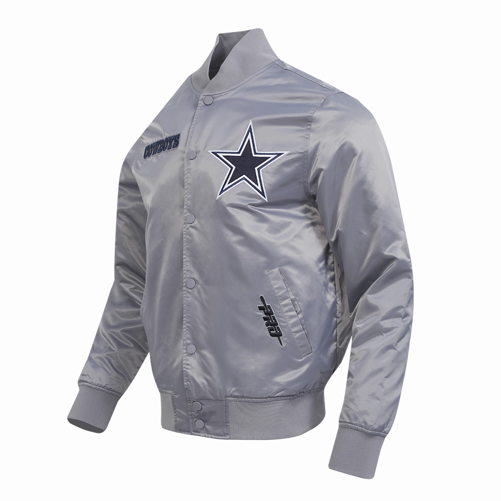 NFL DALLAS COWBOYS SOUVENIR MEN'S SATIN JACKET (GRAY)