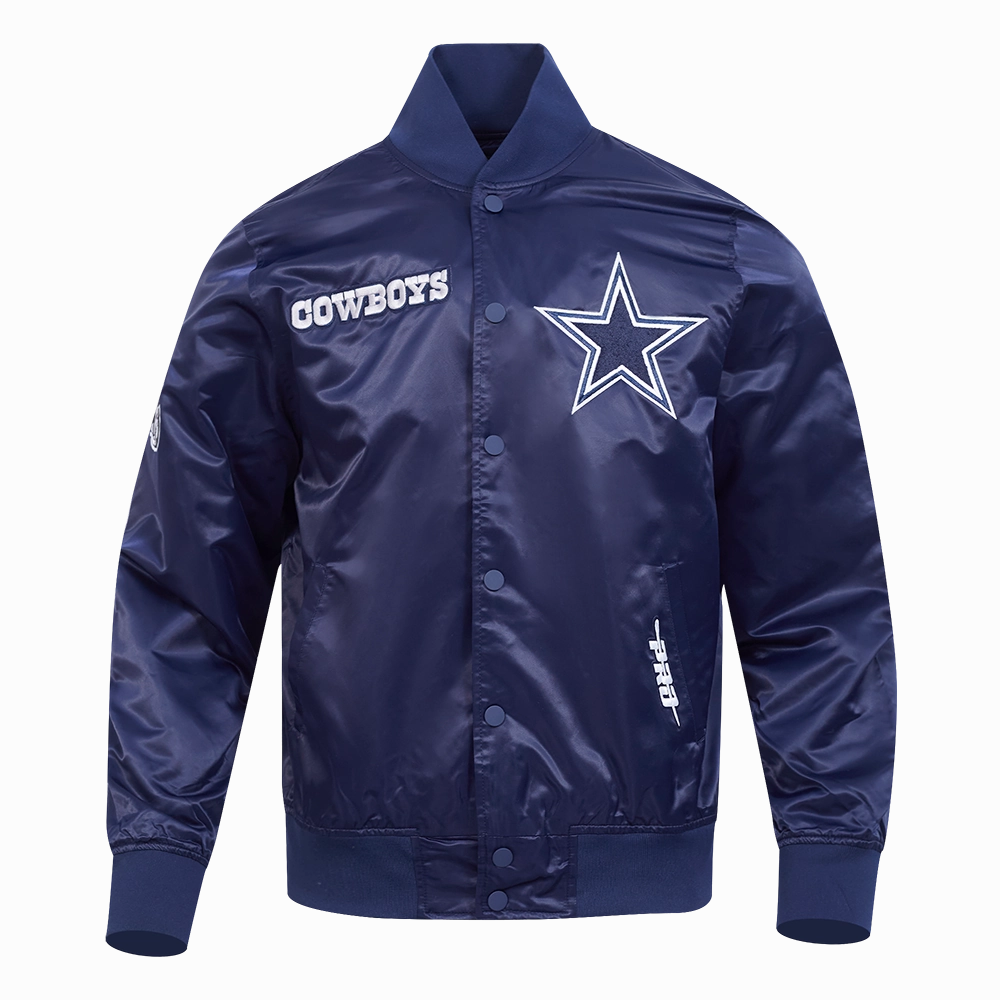 NFL DALLAS COWBOYS SOUVENIR MEN'S SATIN JACKET (NAVY)