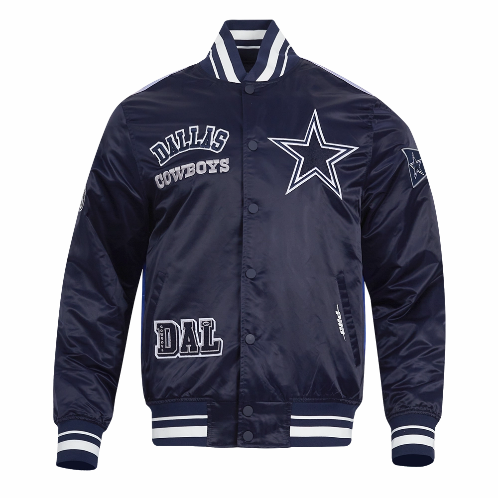 NFL DALLAS COWBOYS SUBLIMATED MEN'S SATIN JACKET-MIDNIGHT SKY (MIDNIGHT NAVY)