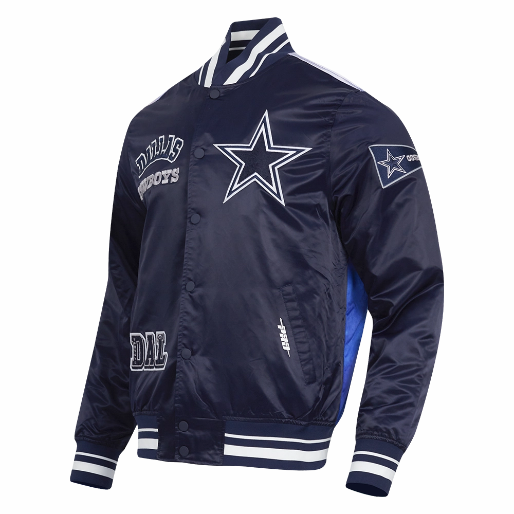 NFL DALLAS COWBOYS SUBLIMATED MEN'S SATIN JACKET-MIDNIGHT SKY (MIDNIGHT NAVY)