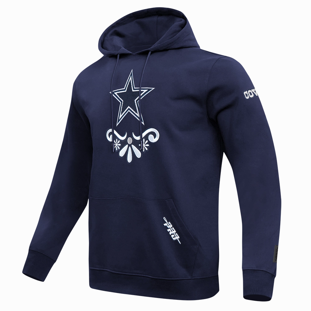 NFL DALLAS COWBOYS SUGAR SKULL MEN'S FLEECE PULLOVER HOODIE (MIDNIGHT NAVY)