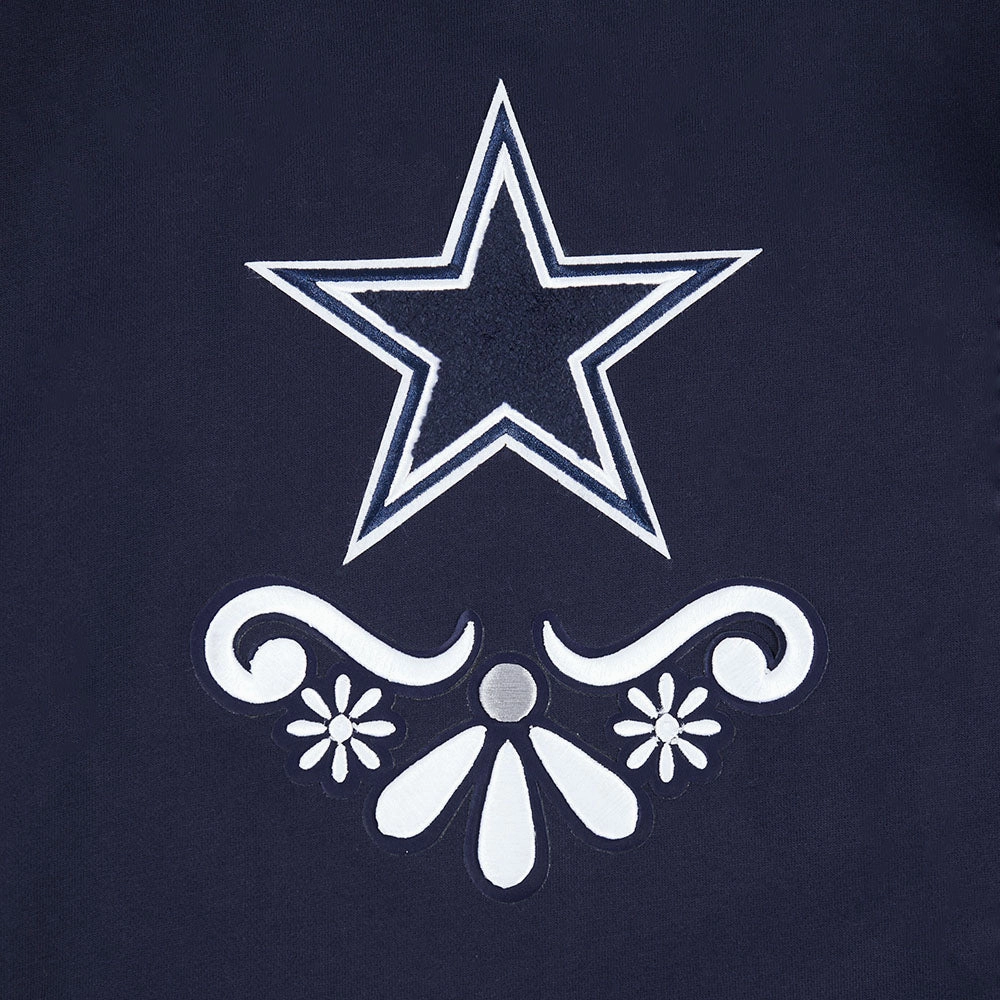 NFL DALLAS COWBOYS SUGAR SKULL MEN'S FLEECE PULLOVER HOODIE (MIDNIGHT NAVY)