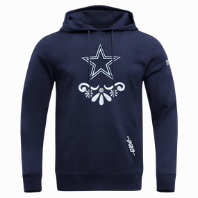NFL DALLAS COWBOYS SUGAR SKULL MEN'S FLEECE PULLOVER HOODIE (MIDNIGHT NAVY)