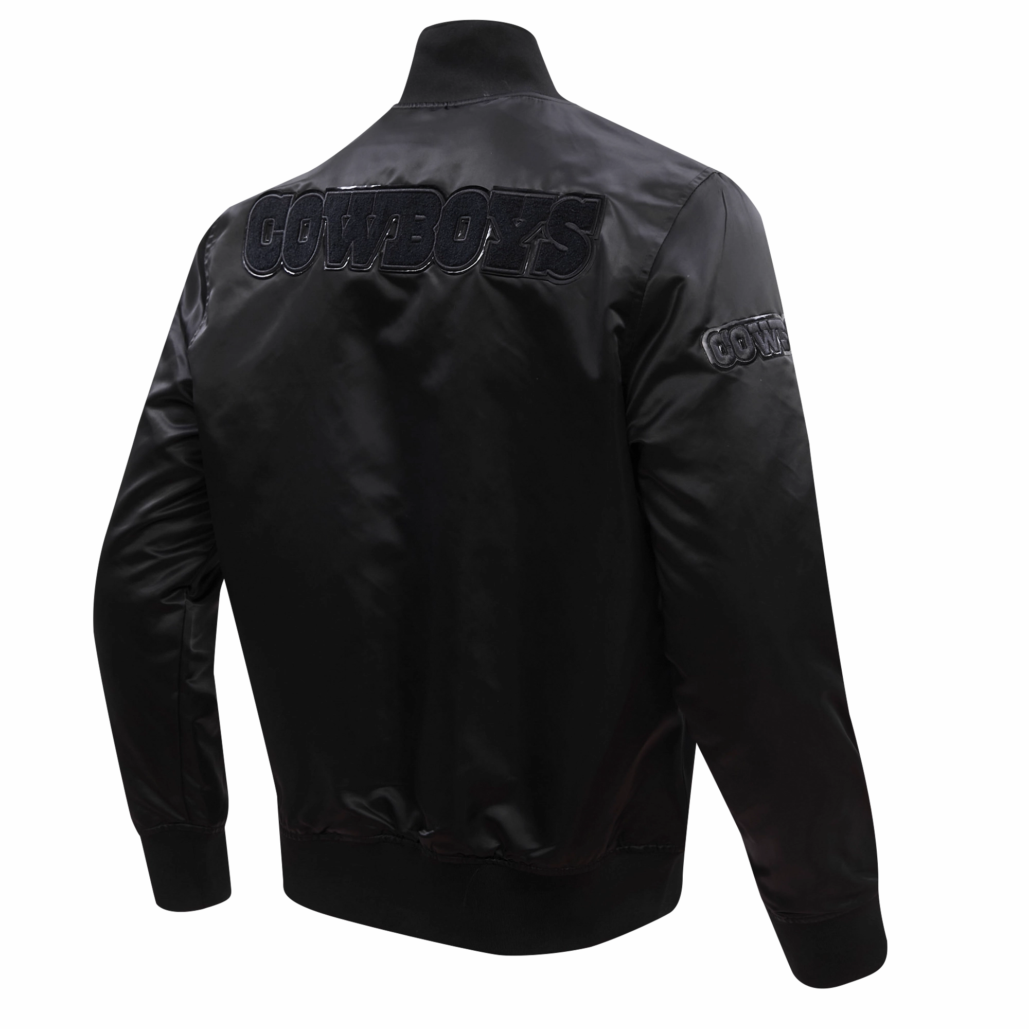 NFL DALLAS COWBOYS TRIPLE BLACK MEN'S SATIN JACKET (BLACK)