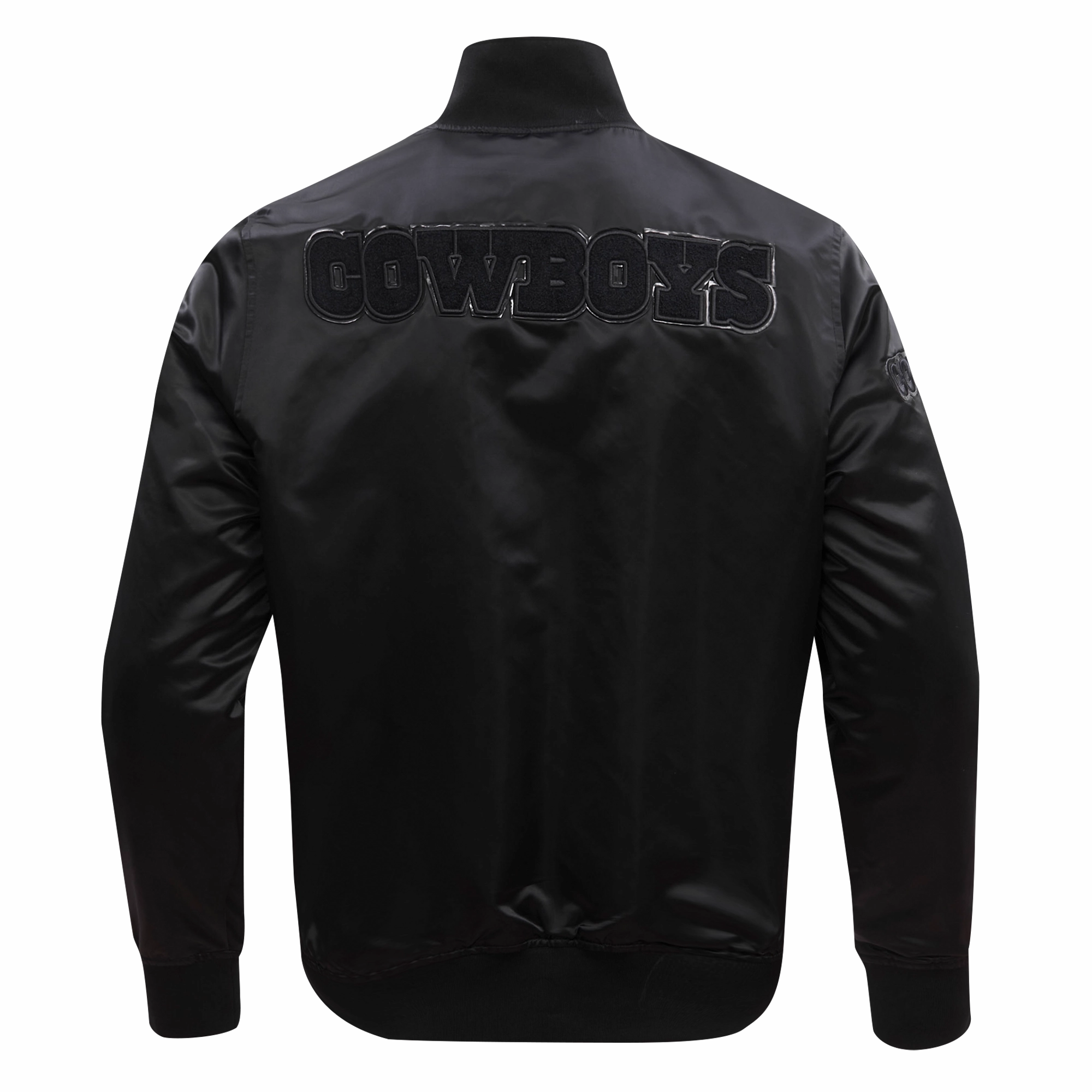 NFL DALLAS COWBOYS TRIPLE BLACK MEN'S SATIN JACKET (BLACK)