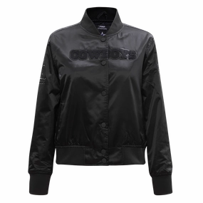NFL DALLAS COWBOYS TRIPLE BLACK WOMEN'S SATIN JACKET (TRIPLE BLACK WOMEN'S)
