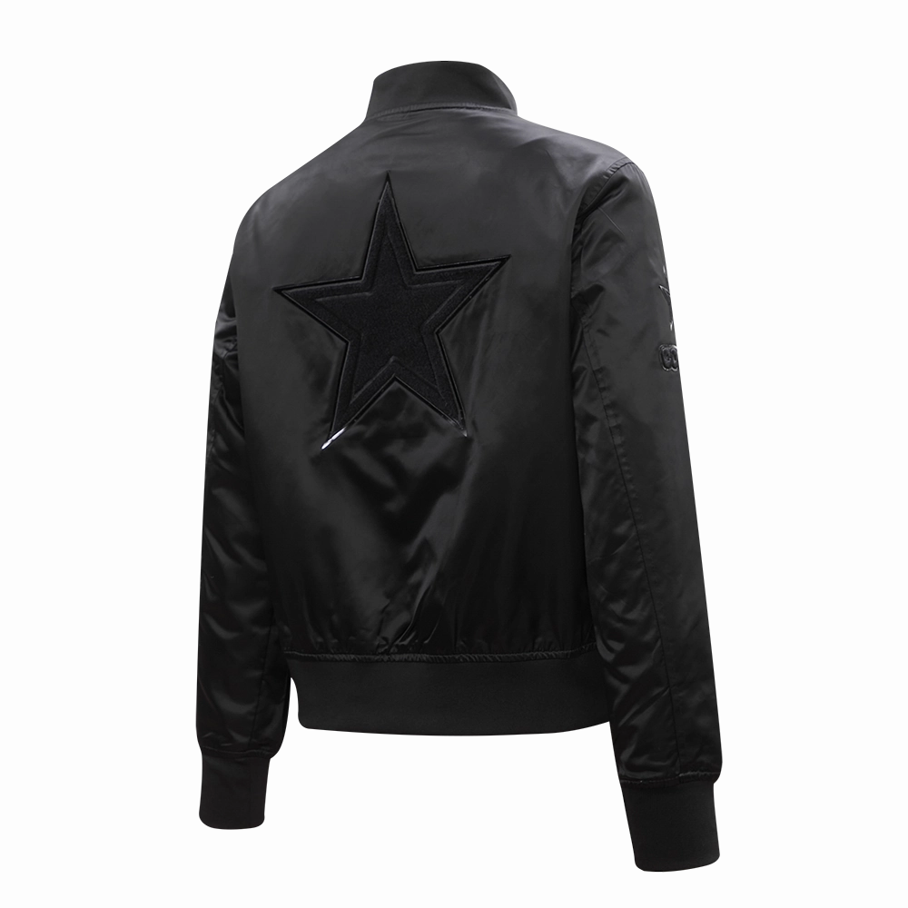 NFL DALLAS COWBOYS TRIPLE BLACK WOMEN'S SATIN JACKET (TRIPLE BLACK WOMEN'S)