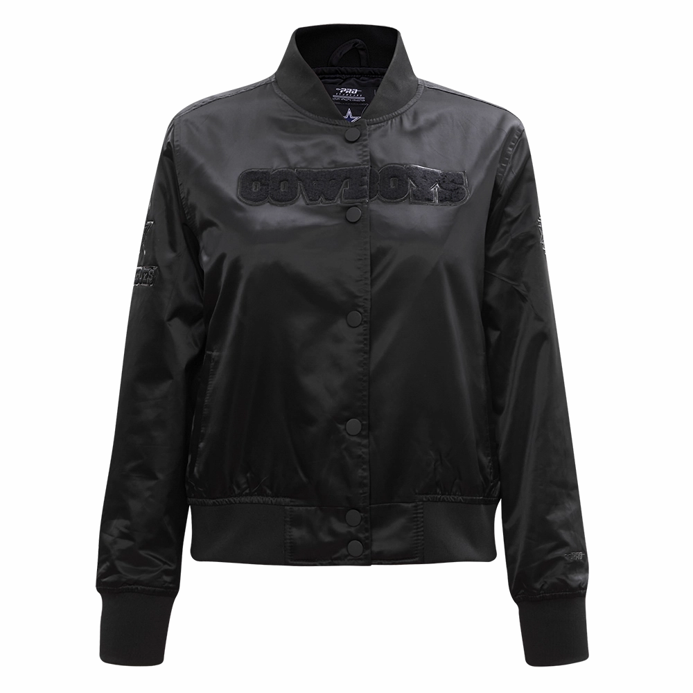 NFL DALLAS COWBOYS TRIPLE BLACK WOMEN'S SATIN JACKET (TRIPLE BLACK WOMEN'S)