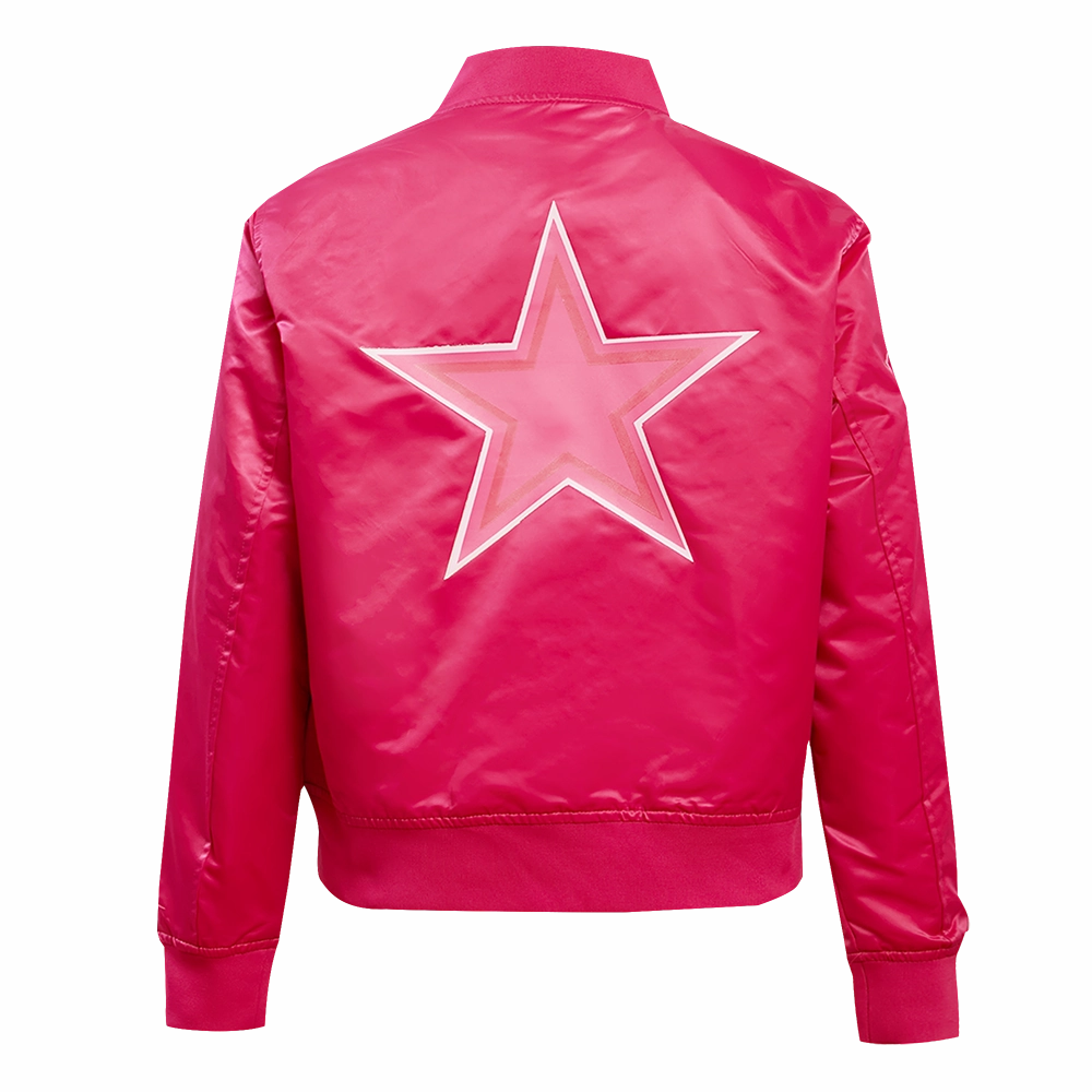NFL DALLAS COWBOYS TRIPLE PINK WOMEN'S SATIN JACKET (BEETROOT PURPLE)