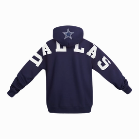 NFL DALLAS COWBOYS WINGSPAN MEN'S DROP SHOULDER FLEECE PULLOVER HOODIE (MIDNIGHT NAVY)