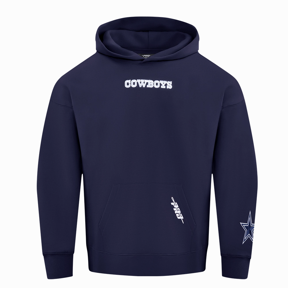 NFL DALLAS COWBOYS WINGSPAN MEN'S DROP SHOULDER FLEECE PULLOVER HOODIE (MIDNIGHT NAVY)