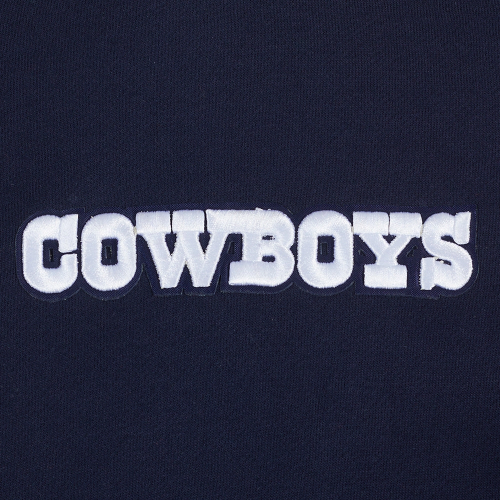 NFL DALLAS COWBOYS WINGSPAN MEN'S DROP SHOULDER FLEECE PULLOVER HOODIE (MIDNIGHT NAVY)