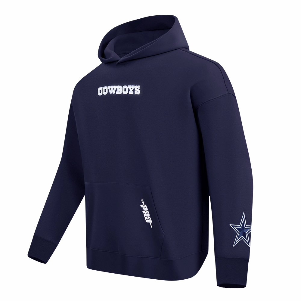 NFL DALLAS COWBOYS WINGSPAN MEN'S DROP SHOULDER FLEECE PULLOVER HOODIE (MIDNIGHT NAVY)