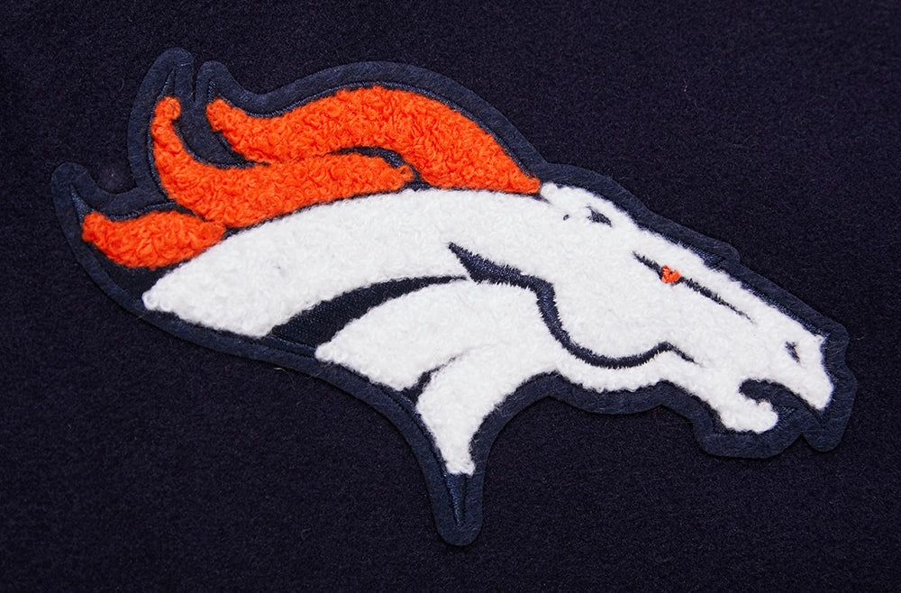 NFL DENVER BRONCOS CLASSIC MEN'S WOOL VARSITY JACKET (MIDNIGHT NAVY/WHITE)