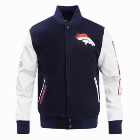 NFL DENVER BRONCOS CLASSIC MEN'S WOOL VARSITY JACKET (MIDNIGHT NAVY/WHITE)