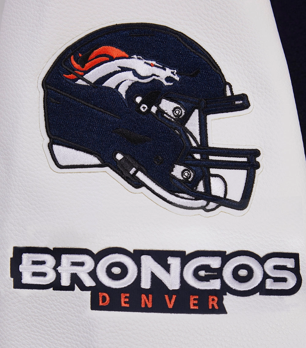 NFL DENVER BRONCOS CLASSIC MEN'S WOOL VARSITY JACKET (MIDNIGHT NAVY/WHITE)