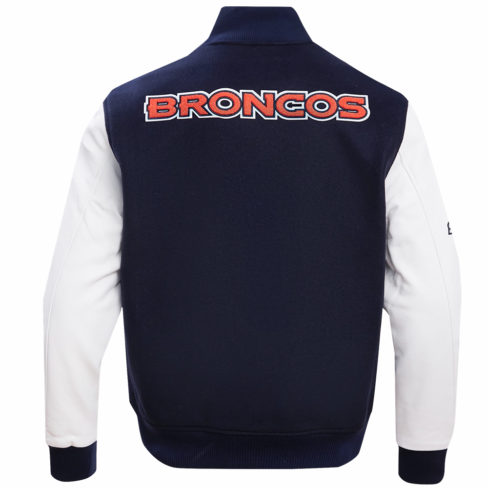 NFL DENVER BRONCOS CLASSIC MEN'S WOOL VARSITY JACKET (MIDNIGHT NAVY/WHITE)