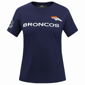 NFL DENVER BRONCOS CLASSIC SHORT SLEEVE WOMEN'S SINGLE JERSEY SLIM FIT TEE (MIDNIGHT NAVY)