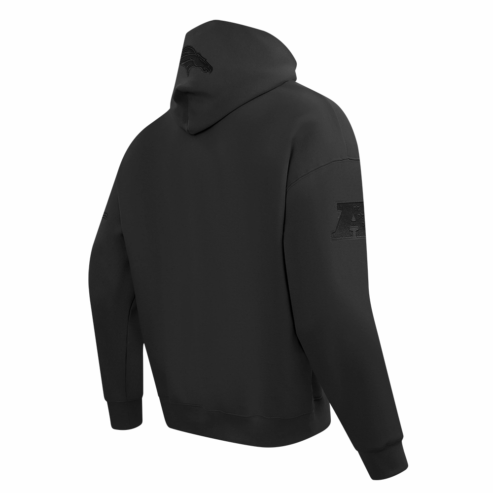 NFL DENVER BRONCOS NEUTRAL MEN'S DROP SHOULDER FLEECE PULLOVER HOODIE (BLACK)