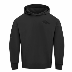 NFL DENVER BRONCOS NEUTRAL MEN'S DROP SHOULDER FLEECE PULLOVER HOODIE (BLACK)