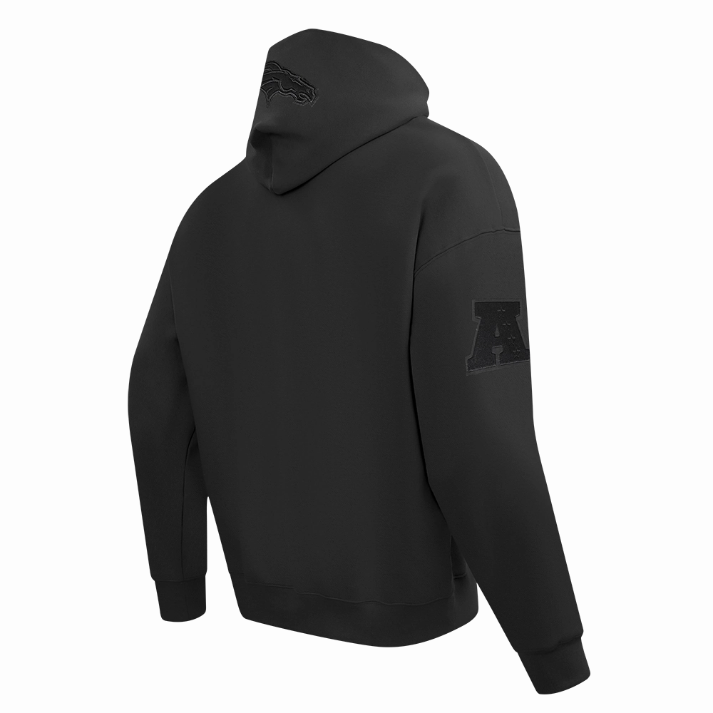 NFL DENVER BRONCOS NEUTRAL MEN'S DROP SHOULDER FLEECE PULLOVER HOODIE (BLACK)