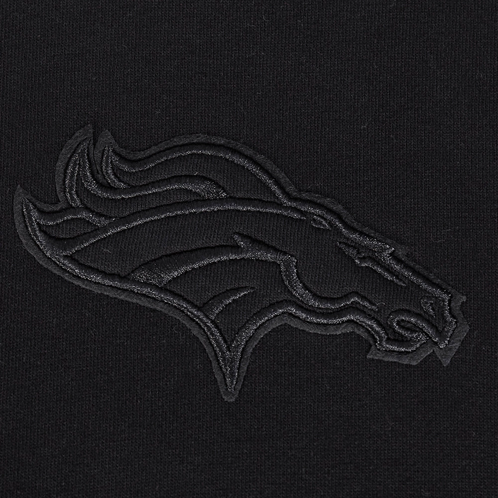 NFL DENVER BRONCOS NEUTRAL MEN'S DROP SHOULDER FLEECE PULLOVER HOODIE (BLACK)