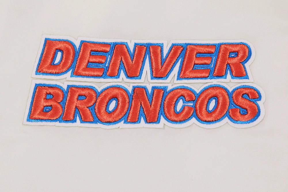 NFL DENVER BRONCOS RETRO CLASSIC MEN'S RIB SATIN JACKET (EGGSHELL/ ROYAL BLUE)